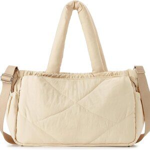 Puffer Tote Bag Women's Quilted Large Crossbody Shoulder Purse Multiple Pockets